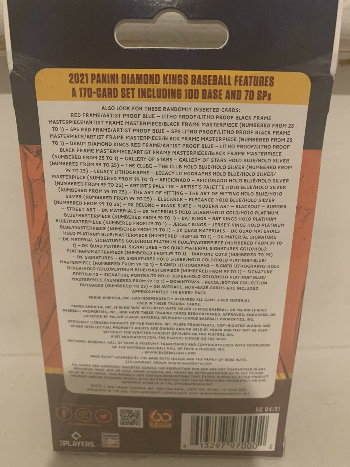 Baseball MLB 2021 Panini Diamond Kings Hanger Box